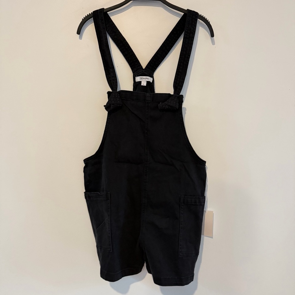 NWT Zenana Knot Tie Strap Mineral Wash Romper Black S/M